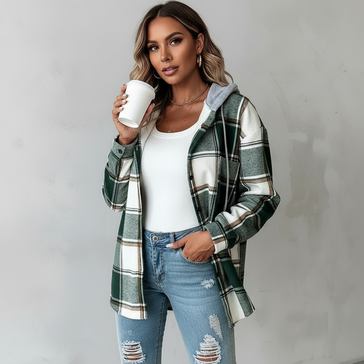 Esra | Women's Hooded Mixed Texture Jacket
