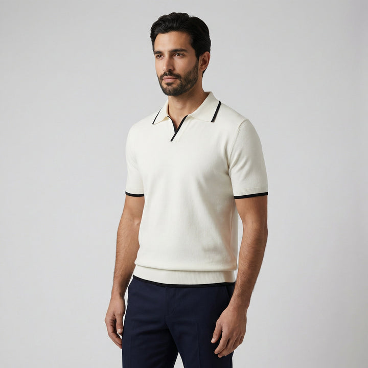 Men's Merino Wool Knit Polo Shirt Top
