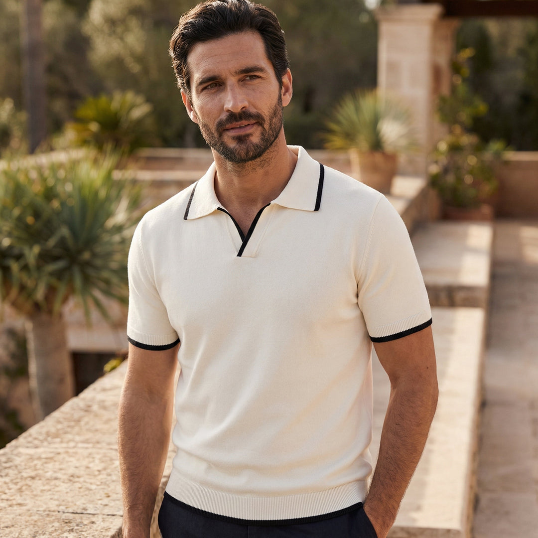 Men's Merino Wool Knit Polo Shirt Top