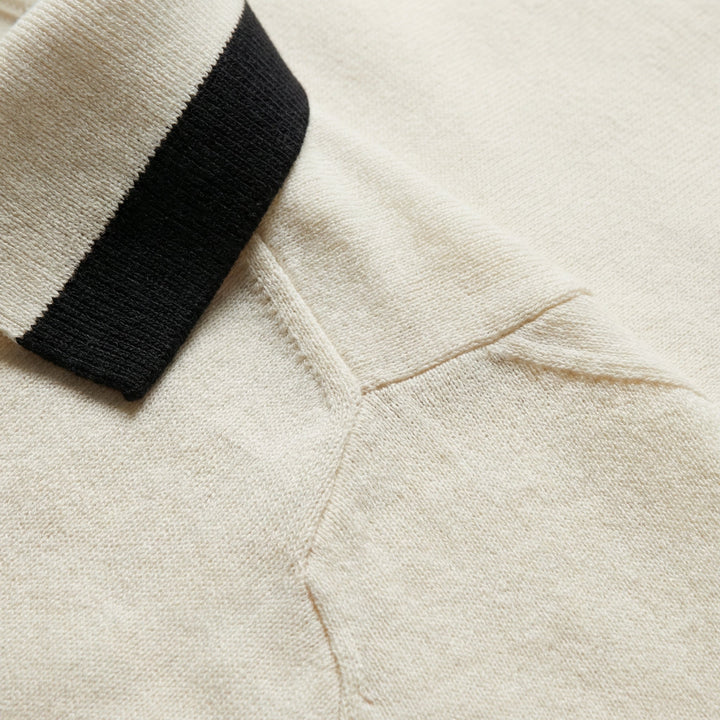 Men's Slim Fit Merino Wool Knit Open Collar Polo Shirt