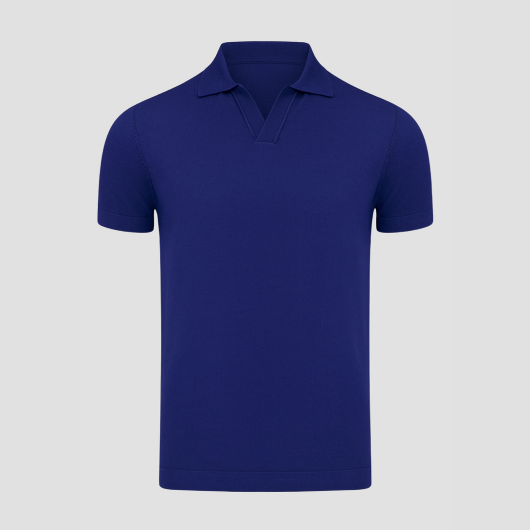 Men's Slim Fit Merino Wool Knit Johnny Collar Polo Shirt