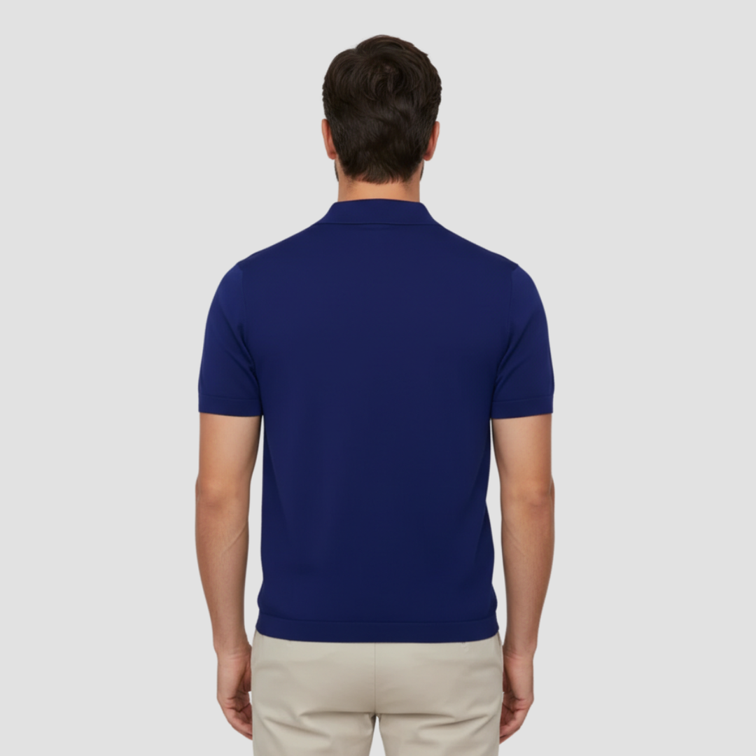 Men's Slim Fit Merino Wool Knit Johnny Collar Polo Shirt