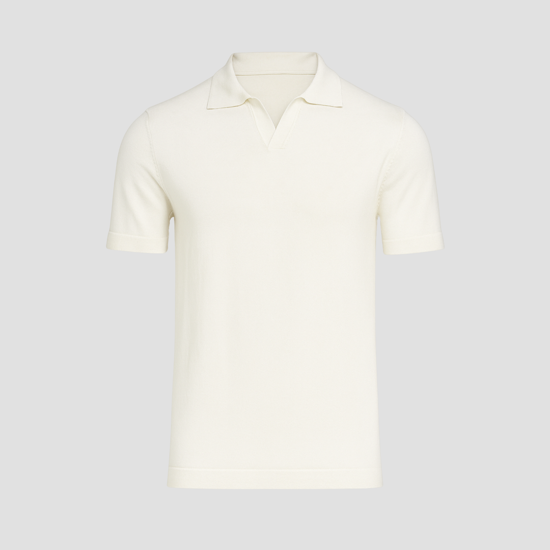 Men's Slim Fit Merino Wool Knit Johnny Collar Polo Shirt