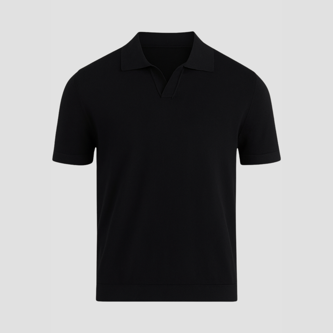Men's Slim Fit Merino Wool Knit Johnny Collar Polo Shirt