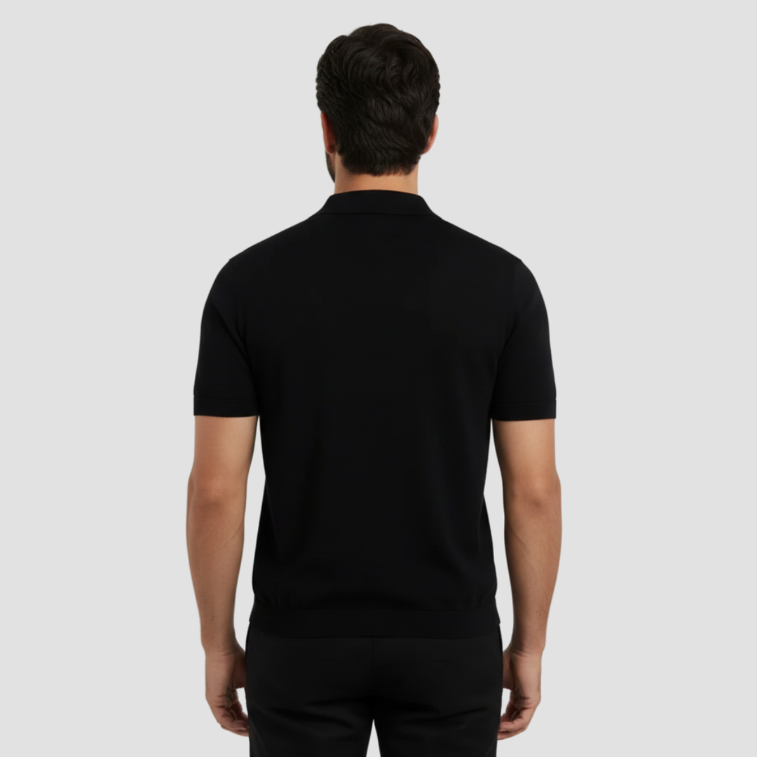 Men's Slim Fit Merino Wool Knit Johnny Collar Polo Shirt