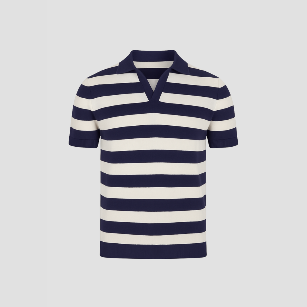 Men's Slim Fit Merino Wool Knit Johnny Collar Polo Shirt