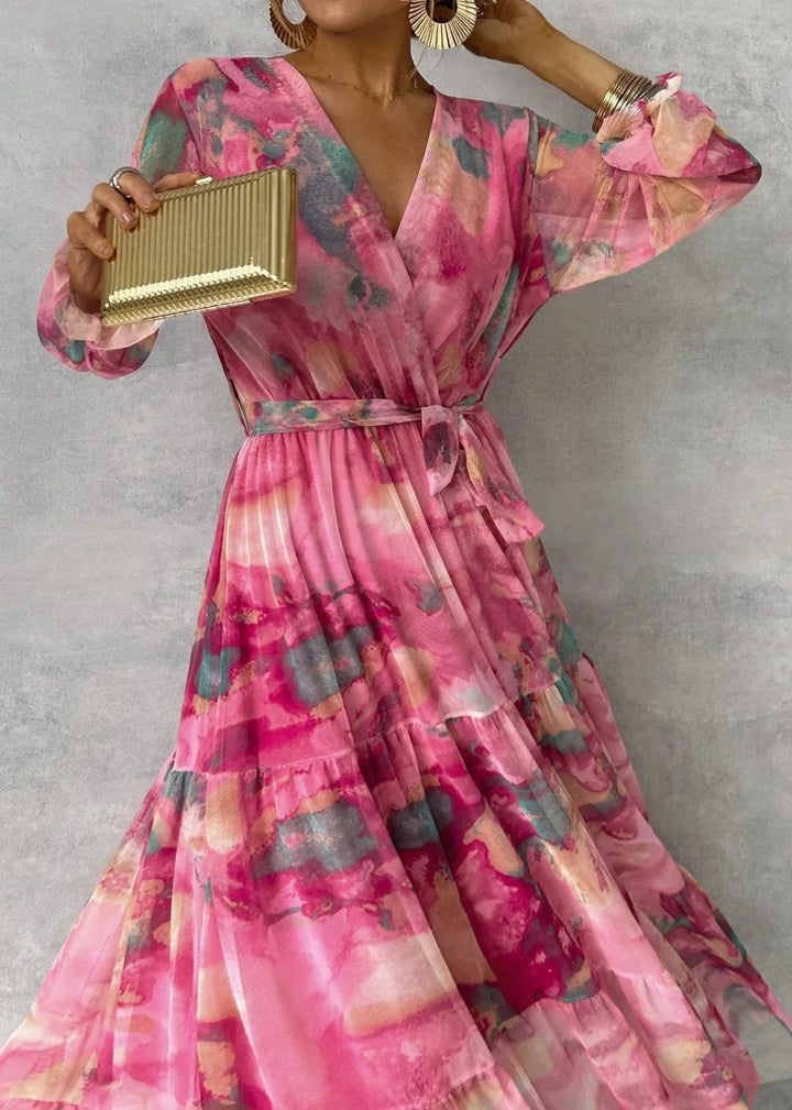 Floral Print Maxi Summer Dress | Long Sleeves