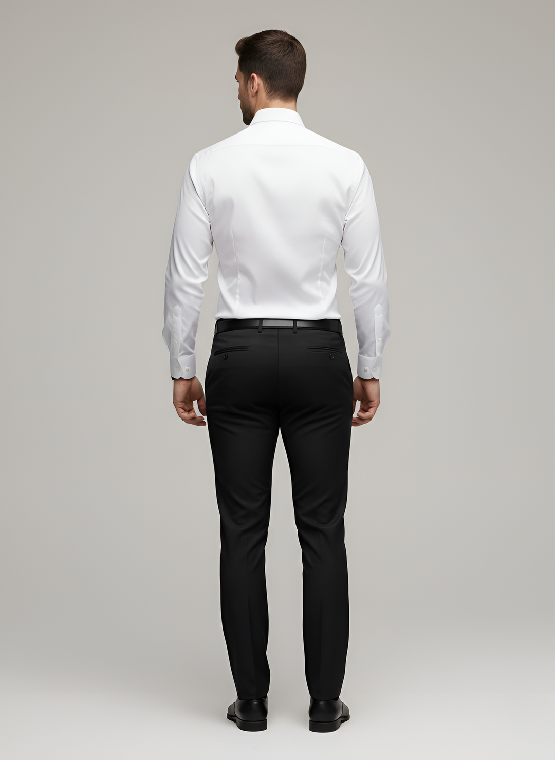 Men's Slim Fit Wool Mix Dress Shirt Long Sleeve Formal Business Top