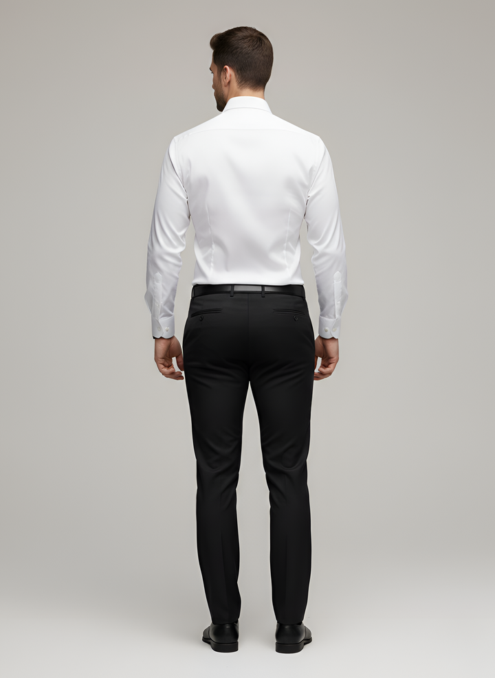 Men's Slim Fit Wool Mix Dress Shirt Long Sleeve Formal Business Top