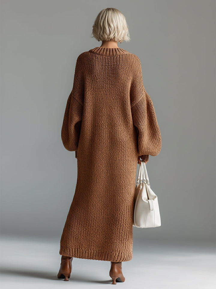 Women's Oversized Acrylic Knit Sweater Maxi Dress