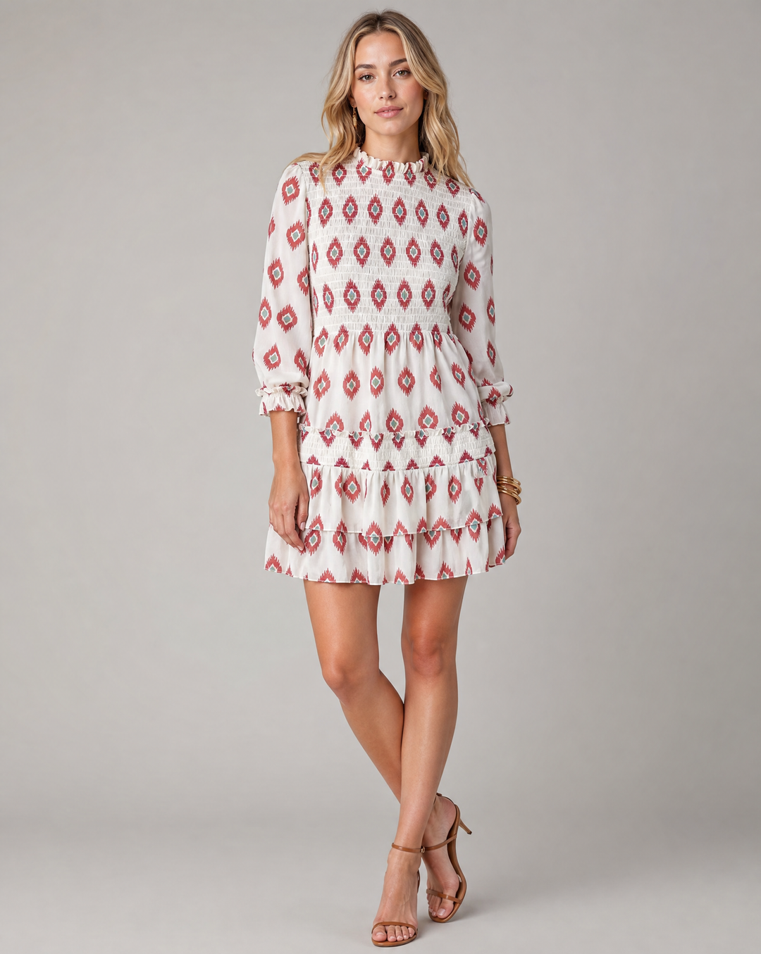 Rose | Women's Vintage Floral A-Line Ruffle Mini Dress