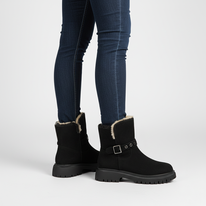 Women's Leather Ankle Boots Combat Shoes