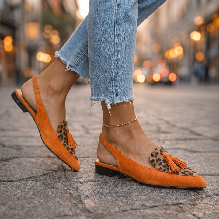 Women's Leather Pointed-Toe Slingback Flats