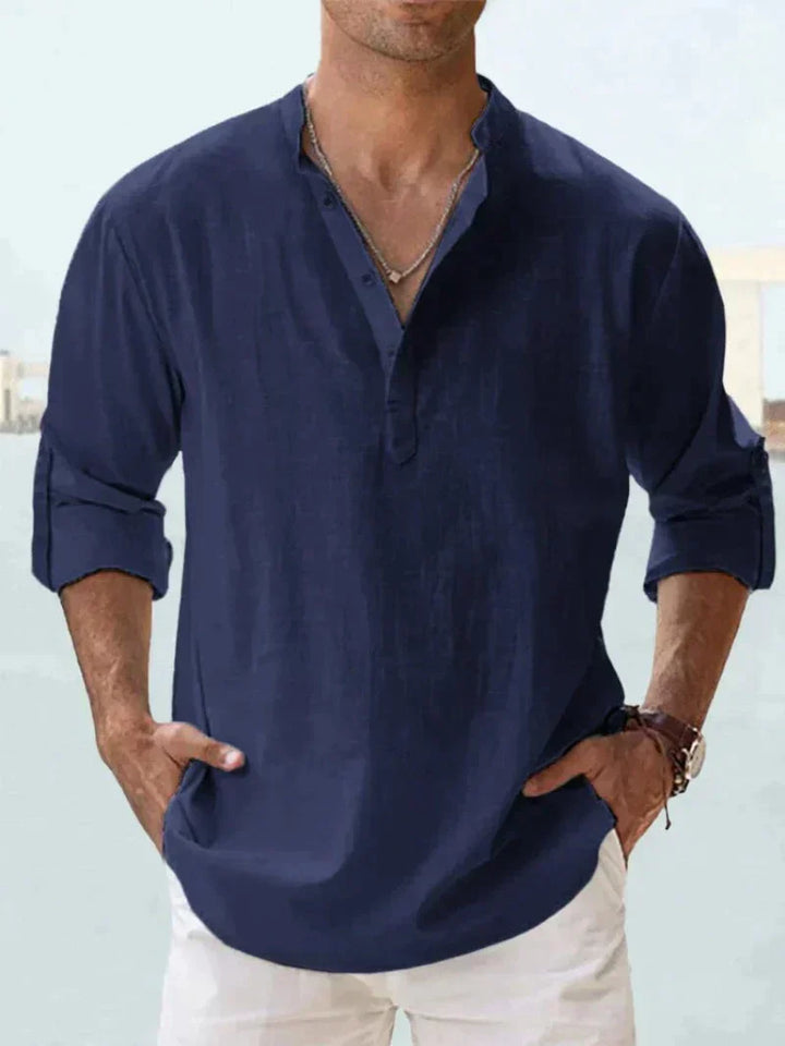 Men's Linen Shirt Relaxed Fit Breathable Beach Leisure Top