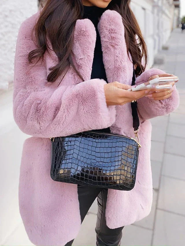 Bridget | Women's Faux Fur Long Open Front Coat