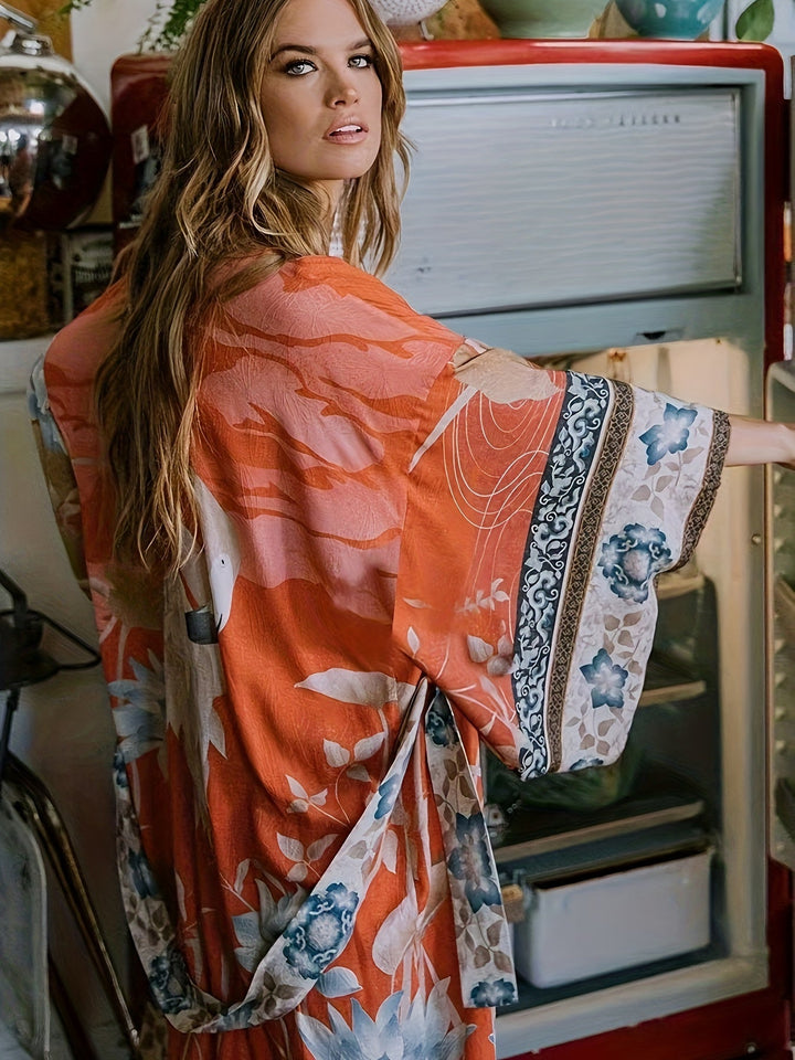 Lightweight Floral Print Kimono | Summer Dress