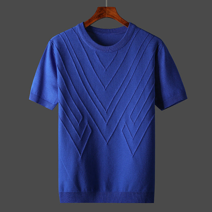 Men's Knit Geometric Textured Short Sleeve T-Shirt