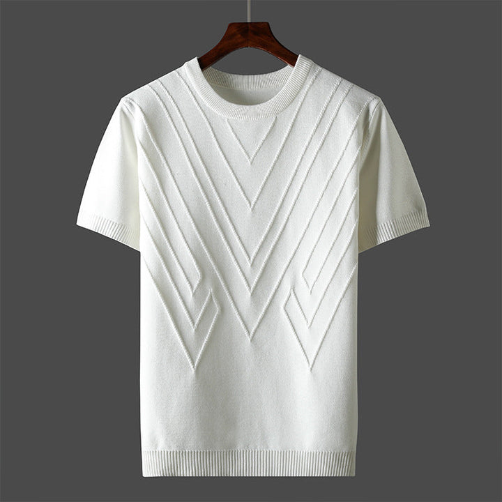 Men's Short Sleeve Knit Crew Neck Top