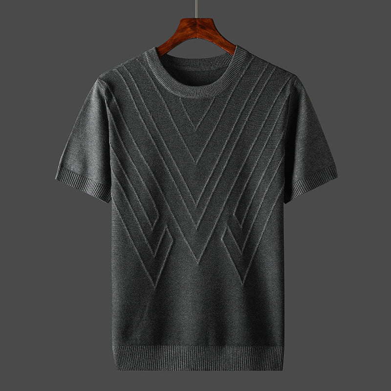 Men's Short Sleeve Knit Crew Neck Top