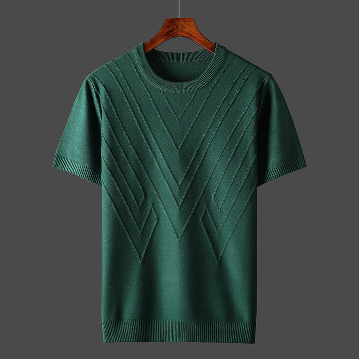Men's Knit Geometric Textured Short Sleeve T-Shirt