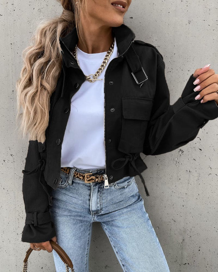 Amy | Women's Short Button-Down Utility Jacket