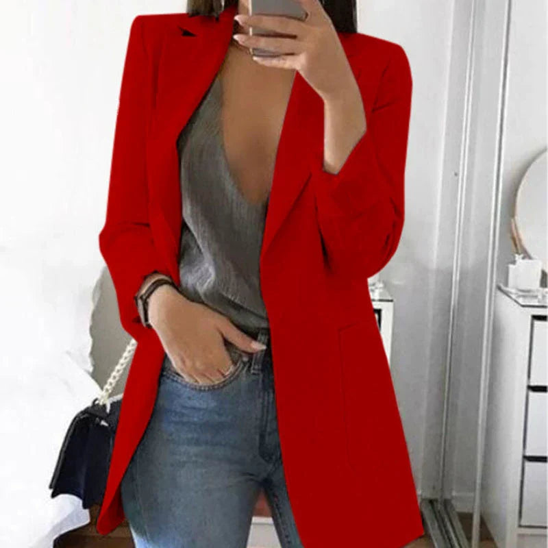 Women's Linen Blend Lightweight Open Front Blazer Jacket
