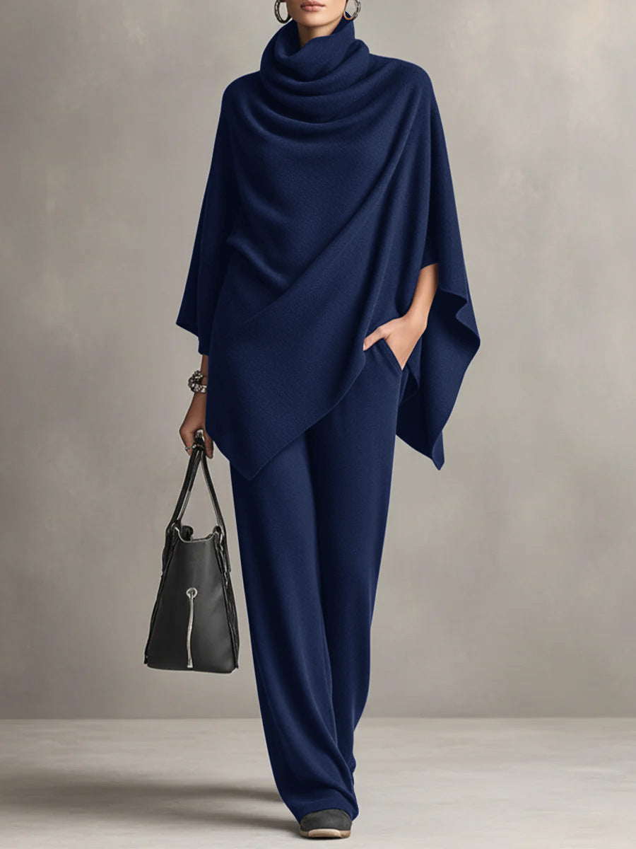 Women's Knit Draped Two Piece Wide Leg Set
