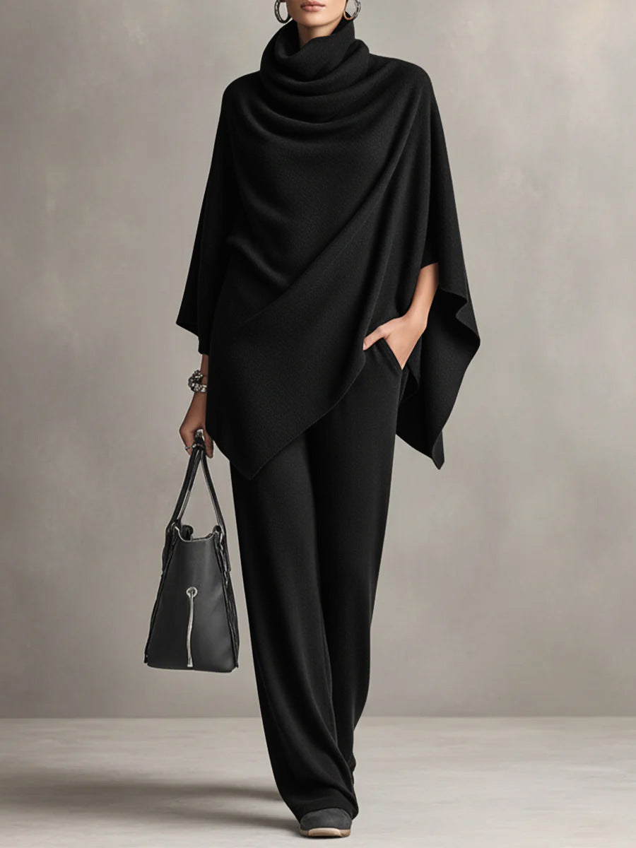 Women's Knit Draped Two Piece Wide Leg Set