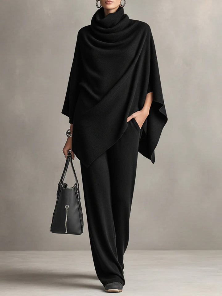 Women's Knit Draped Two Piece Wide Leg Set