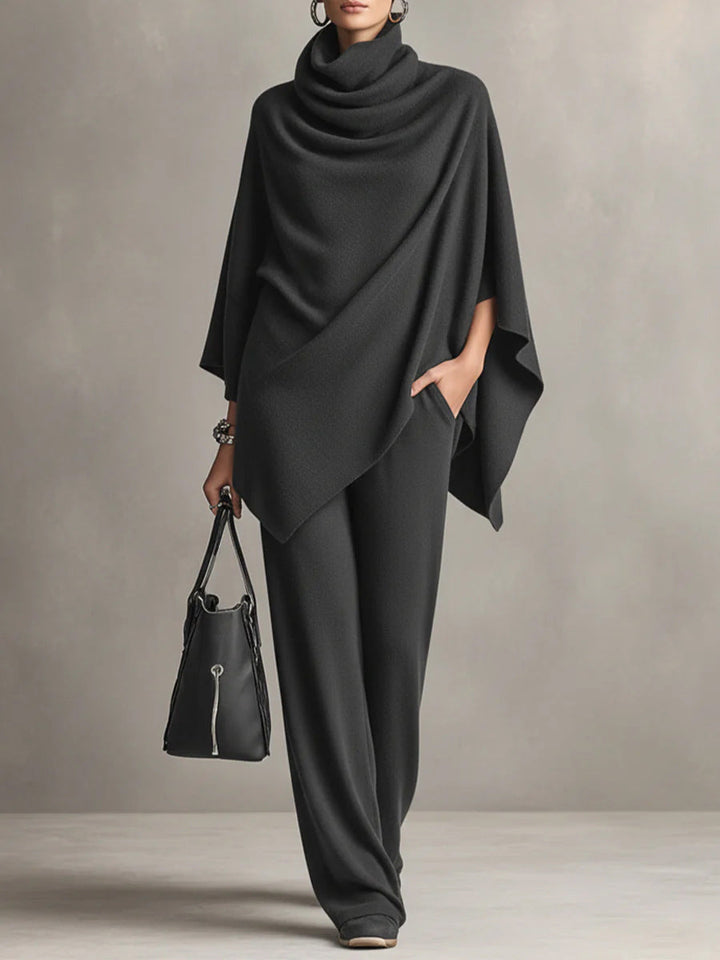 Women's Knit Draped Two Piece Wide Leg Set