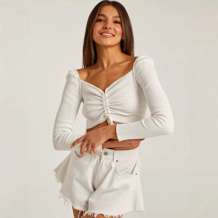 Kristen | Women's Ruched Front Long Sleeve Top