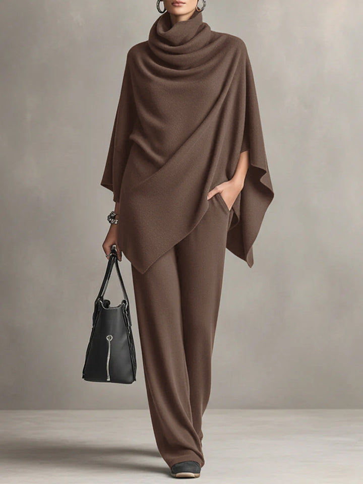 Women's Knit Draped Two Piece Wide Leg Set