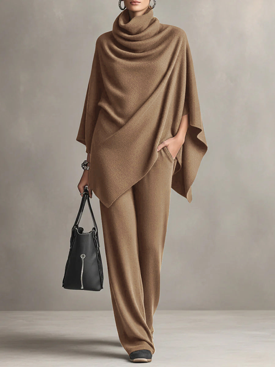 Women's Knit Draped Two Piece Wide Leg Set