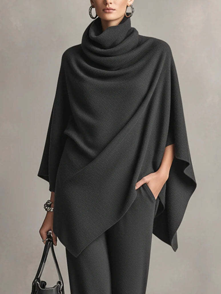 Women's Knit Draped Two Piece Wide Leg Set