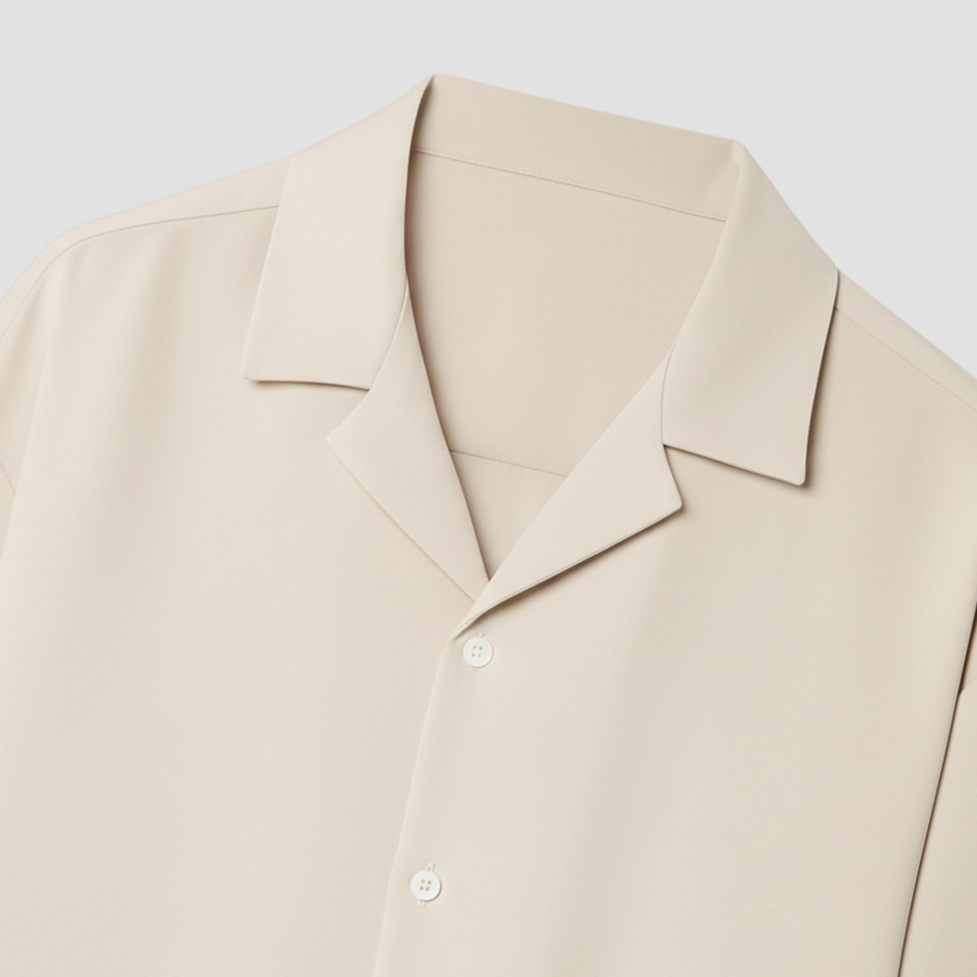 Men's Open Collar Long Sleeve Linen Shirt Relaxed Fit Lightweight
