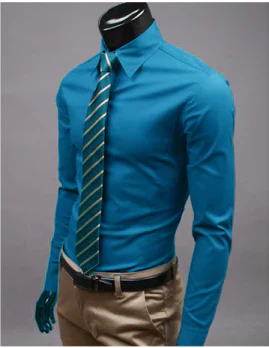 Men's Slim Fit Cotton Down Shirt Summer Business Formal Shirt