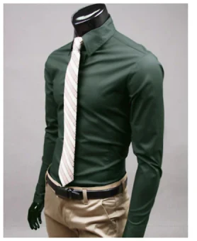 Men's Slim Fit Cotton Down Shirt Summer Business Formal Shirt