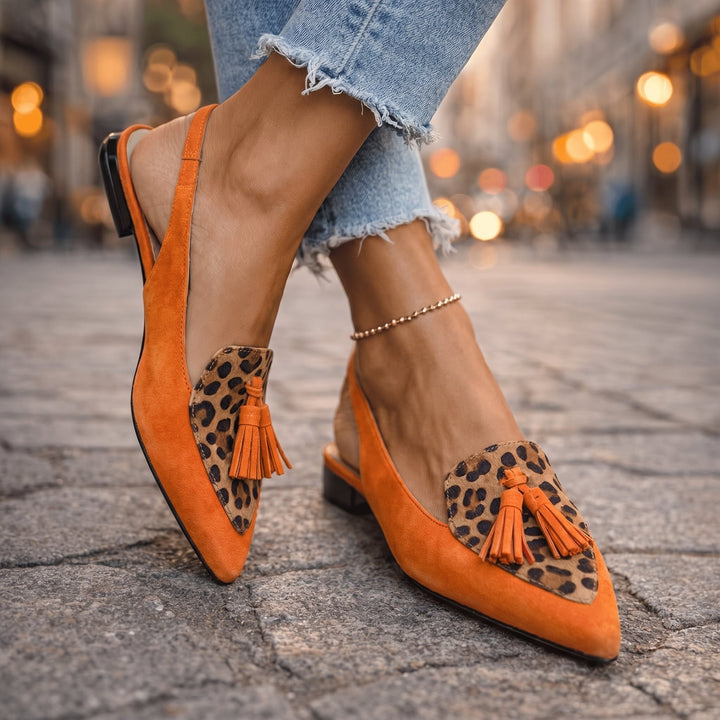 Women's Leather Pointed-Toe Slingback Flats