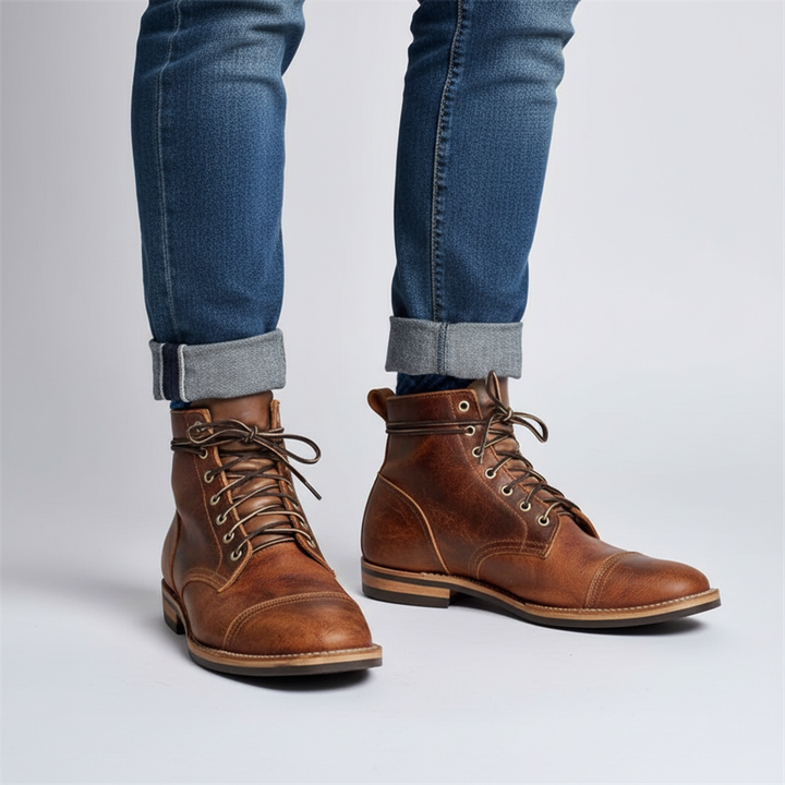 Men's Leather Boots Work Casual Ankle Shoes