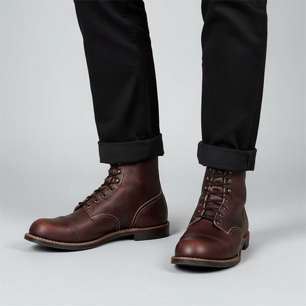 Men's Leather Boots Work Casual Ankle Shoes