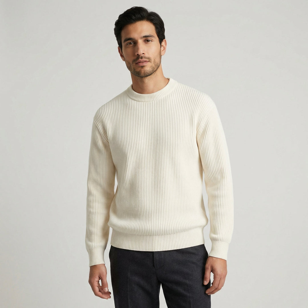 Men's Merino Wool Knit Jumper Crew Neck Sweater