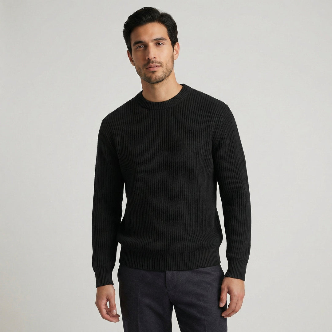 Men's Merino Wool Knit Jumper Crew Neck Sweater