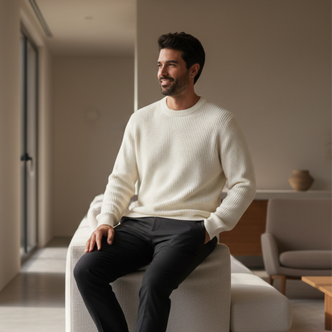 Men's Merino Wool Knit Crew Neck Jumper Sweater