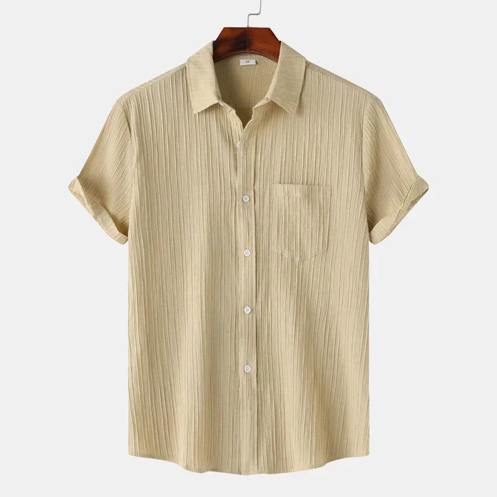 Men's Linen Short Sleeve Shirt Button Up Relaxed Fit Casual Top