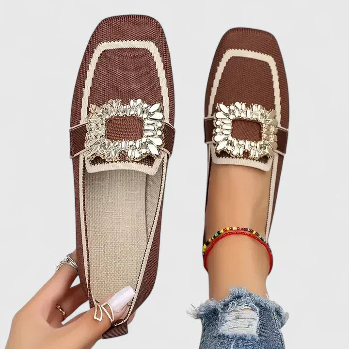 Orthopedic Women Knit Loafers Cushion Buckle Slip-On Shoes