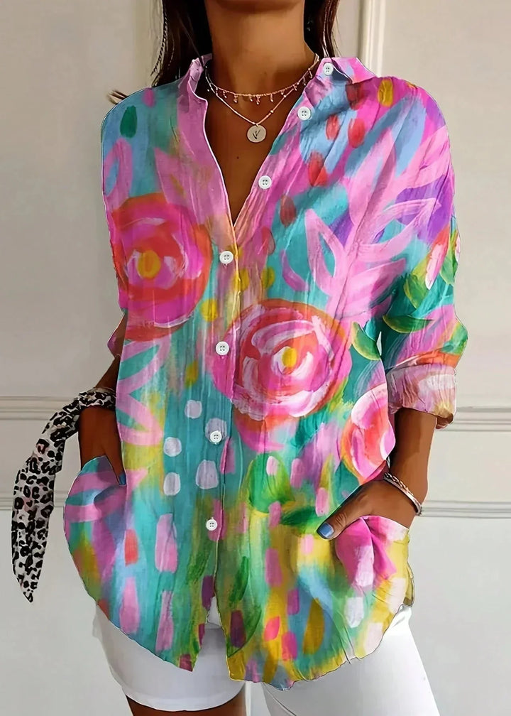 Cotton Button Up Printed Blouse for Australian Summer Casual Wear