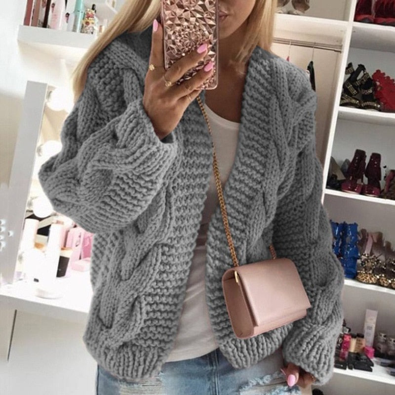 Amber | Oversize Open Chunky Knit Cardigan for Women