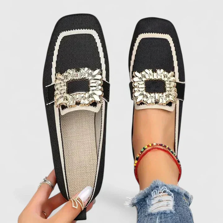 Orthopedic Women Knit Loafers Cushion Buckle Slip-On Shoes