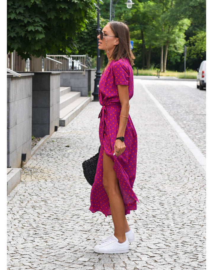Women's Summer Cotton Floral Maxi Wrap Dress