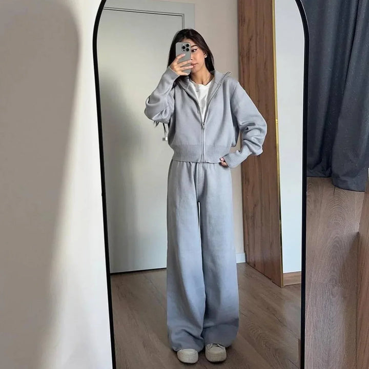 Isabelle | Luxe Knit Jacket & Wide-Leg Pants Set